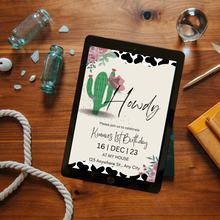 Load image into Gallery viewer, Editable Digital Download: Girl Cowboy Party Invitation