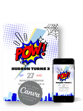 Load image into Gallery viewer, Editable Digital Download: Superhero Party Invitation