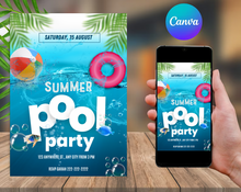 Load image into Gallery viewer, Editable Digital Download: Pool Party Invitation