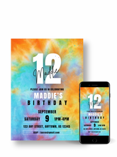 Load image into Gallery viewer, Editable Digital Download: Tie Dye Party Invitation