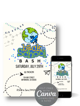 Load image into Gallery viewer, Editable Digital Download: Back To School Around the World Party Invitation