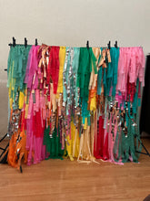 Load image into Gallery viewer, Custom Fringe Backdrop Anthropologie Party Anthro Inspired Party Layered Fringe Backdrop Modern Rainbow Party Colorful Party
