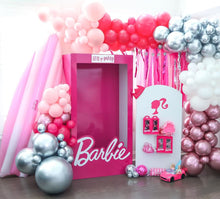 Load image into Gallery viewer, Barbie Girl Plastic Fringe Backdrop Plastic Tablecloth Fringe Backdrop "Wall", Flagtape Backdrop, Fringe Backdrop, Birthday, Party Theme,