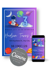 Load image into Gallery viewer, Editable Digital Download: Boy Space Party Invitation