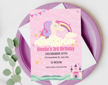 Load image into Gallery viewer, Editable Digital Download: Unicorn Party Invitation