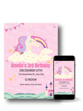 Load image into Gallery viewer, Editable Digital Download: Unicorn Party Invitation
