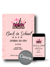 Load image into Gallery viewer, Editable Digital Download: Back To School Pink Party Invitation