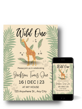 Load image into Gallery viewer, Editable Digital Download: Wild One Party Invitation