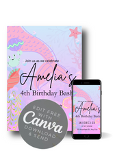 Load image into Gallery viewer, Editable Digital Download: Mermaid Under The Sea Party Invitation