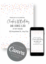 Load image into Gallery viewer, Editable Digital Download: Traditional Confetti Party Invitation