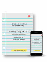 Load image into Gallery viewer, Editable Digital Download: Notebook Paper Back to School Party Invitation