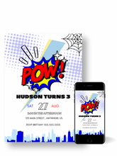Load image into Gallery viewer, Editable Digital Download: Superhero Party Invitation