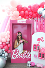 Load image into Gallery viewer, Barbie Girl Plastic Fringe Backdrop Plastic Tablecloth Fringe Backdrop "Wall", Flagtape Backdrop, Fringe Backdrop, Birthday, Party Theme,
