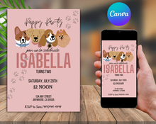Load image into Gallery viewer, Editable Digital Download: Puppy Party Pink Invitation