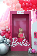 Load image into Gallery viewer, Barbie Girl Plastic Fringe Backdrop Plastic Tablecloth Fringe Backdrop "Wall", Flagtape Backdrop, Fringe Backdrop, Birthday, Party Theme,