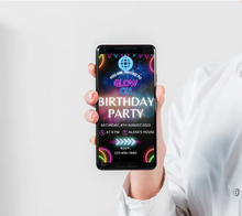 Load image into Gallery viewer, Editable Digital Download: Neon Birthday Invitation