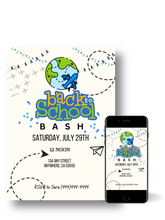 Load image into Gallery viewer, Editable Digital Download: Back To School Around the World Party Invitation
