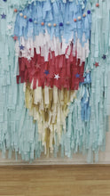Load and play video in Gallery viewer, 4th of July Ice Cream Art Fringe Backdrop Wall on Plastic Fencing
