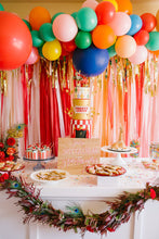 Load image into Gallery viewer, 8 ft x 8ft Single Strand Tablecloth Fringe Backdrop "Wall", Plastic Streamers Flagtape Backdrop, streamer wall Fringe Backdrop