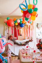 Load image into Gallery viewer, 8 ft x 8ft Single Strand Tablecloth Fringe Backdrop "Wall", Plastic Streamers Flagtape Backdrop, streamer wall Fringe Backdrop
