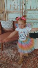 Load and play video in Gallery viewer, Girls Pastel Rainbow Sparkle Tutu Skirt Pentagram Sequin Christmas 3 Layered Elastic Puffy Tulle Skirt