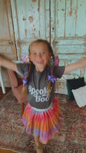 Load and play video in Gallery viewer, Baby Girls Hot Pink Rainbow Sparkle Tutu Skirt Pentagram Sequin Christmas 3 Layered Elastic Puffy Tulle Skirt