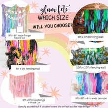 Load image into Gallery viewer, Glam Fete x Ambusheed With Boys Apple Fringe Backdrop Wall on Plastic Fencing