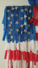 Load and play video in Gallery viewer, 4th of July American Flag Fringe Backdrop Wall on Plastic Fencing