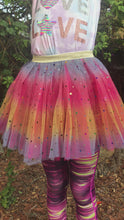 Load and play video in Gallery viewer, Baby Girls Hot Pink Rainbow Sparkle Tutu Skirt Pentagram Sequin Christmas 3 Layered Elastic Puffy Tulle Skirt