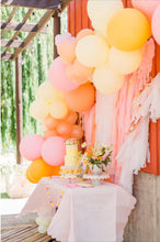 Load image into Gallery viewer, 4 Piece Tablecloth Fringe Backdrop "Wall", Flagtape Backdrop, streamer wall  Fringe Backdrop, Birthday, Party Theme, Customizable streamer w