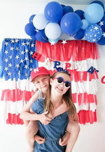 Load image into Gallery viewer, 4th of July American Flag Fringe Backdrop Wall on Plastic Fencing