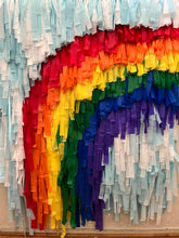 Load image into Gallery viewer, St Patrick’s Day Rainbow Fringe Backdrop Wall on Plastic Fencing