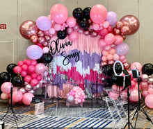 Load image into Gallery viewer, 6-6ft strand Plastic Fringe Wall - Backdrop only Balloons and Sign not included