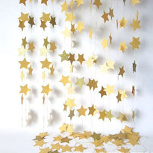 Load image into Gallery viewer, Glitter Gold 4M DIY Paper Garland Hanging Star 10CM String Curtain For Wedding Birthday Christmas Party Supplies