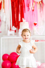 Load image into Gallery viewer, Valentine’s Day Tablecloth Fringe Backdrop, Flagtape Backdrop, Fringe Backdrop, Birthday, Party Theme