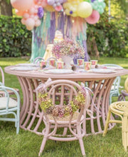 Load image into Gallery viewer, 5 strand plastic fringe backdrop, party steamers, plastic streamers, unicorn theme party backdrop, plastic fringe, tablecloth fringe