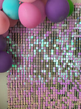 Load image into Gallery viewer, Pink Lemonade Iridescent Shimmer Wall Panels Sequin Shimmer Backdrop, Sequin Panels, Shimmer Wall, Sequin Backdrop, Events, Photo Backdrop, Sequin Wall, Blush Pink Sequin Backdrop