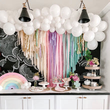 Load image into Gallery viewer, St Patrick’s Day Tablecloth Fringe Backdrop, Flagtape Backdrop, Fringe Backdrop, Birthday, Party Theme