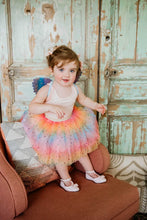 Load image into Gallery viewer, Girls Pastel Rainbow Sparkle Tutu Skirt Pentagram Sequin Christmas 3 Layered Elastic Puffy Tulle Skirt