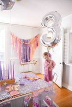 Load image into Gallery viewer, Tablecloth Fringe Backdrop, Flagtape Backdrop, Fringe Backdrop, Birthday, Party Theme