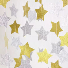 Load image into Gallery viewer, Glitter Silver 4M DIY Glitter Paper Garland Hanging Star 10CM String Curtain For Wedding Birthday Christmas Party Supplies