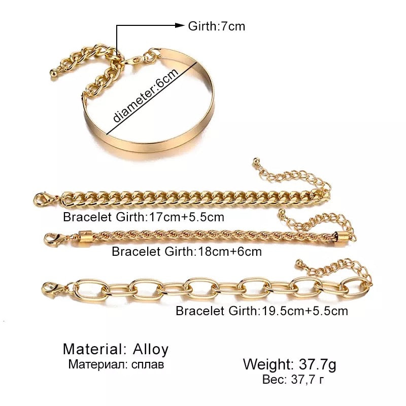 Boho Layered Bracelet Set Bead Bracelet Chain Gold Bracelet Jewelry Women's  Girls (4 Pieces)