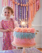 Load image into Gallery viewer, Tablecloth Fringe Backdrop, Flagtape Backdrop, Fringe Backdrop, Birthday, Party Theme