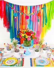 Load image into Gallery viewer, Tablecloth Fringe Backdrop, Flagtape Backdrop, streamer wall  Fringe Backdrop, Birthday, Party Theme, Customizable