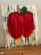 Load image into Gallery viewer, Glam Fete x Ambusheed With Boys Apple Fringe Backdrop Wall on Plastic Fencing
