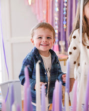 Load image into Gallery viewer, Tablecloth Fringe Backdrop, Flagtape Backdrop, Fringe Backdrop, Birthday, Party Theme