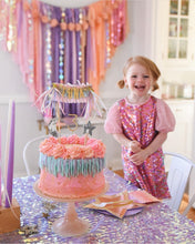 Load image into Gallery viewer, Tablecloth Fringe Backdrop, Flagtape Backdrop, Fringe Backdrop, Birthday, Party Theme