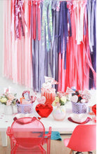 Load image into Gallery viewer, Tablecloth Fringe Backdrop, Flagtape Backdrop, Fringe Backdrop, Birthday, Party Theme, Customizable