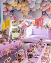 Load image into Gallery viewer, Plastic Fringe Ceiling Installation. Single 5ft strand ONLY Flagtape Backdrop, Fringe Backdrop, Birthday, Customizable Balloons not included