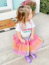 Load image into Gallery viewer, Baby Girls Hot Pink Rainbow Sparkle Tutu Skirt Pentagram Sequin Christmas 3 Layered Elastic Puffy Tulle Skirt